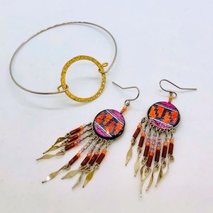 Vintage Southwestern Earrings & Dainty Bracelet